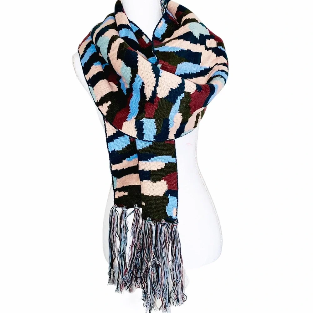 NWT EXPRESS Camo Knit Oblong Scarf Multicolor Neck Warmer